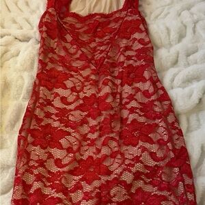 Red Lace Sleeveless Dress